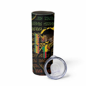 Personalized Benin Skinny Tumbler Powerful African Leopard - African Pride
