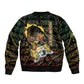 Personalized Benin Sleeve Zip Bomber Jacket Powerful African Leopard - African Pride