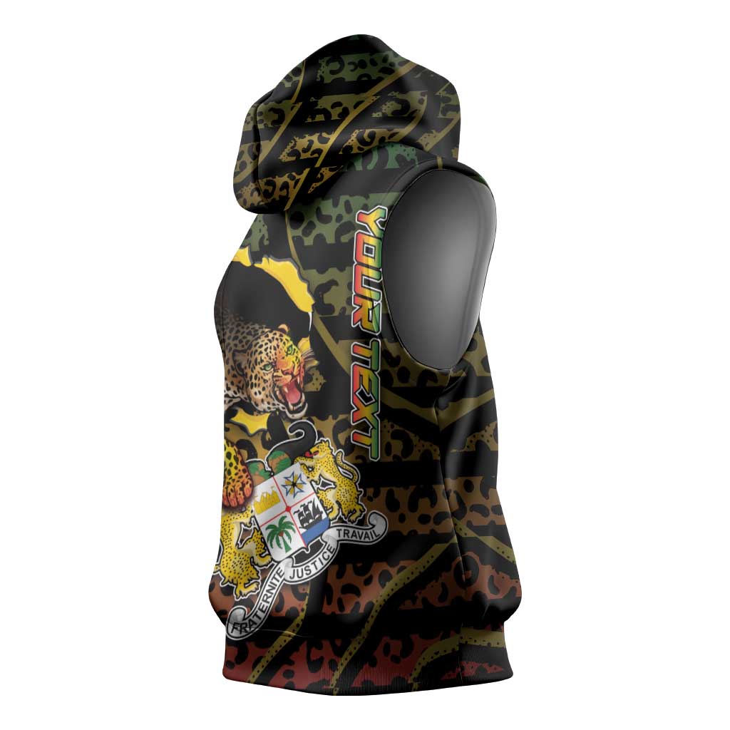 Personalized Benin Sleeveless Hoodie Powerful African Leopard - African Pride