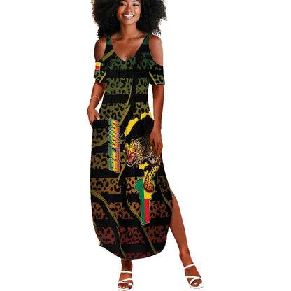 Personalized Benin Summer Maxi Dress Powerful African Leopard - African Pride