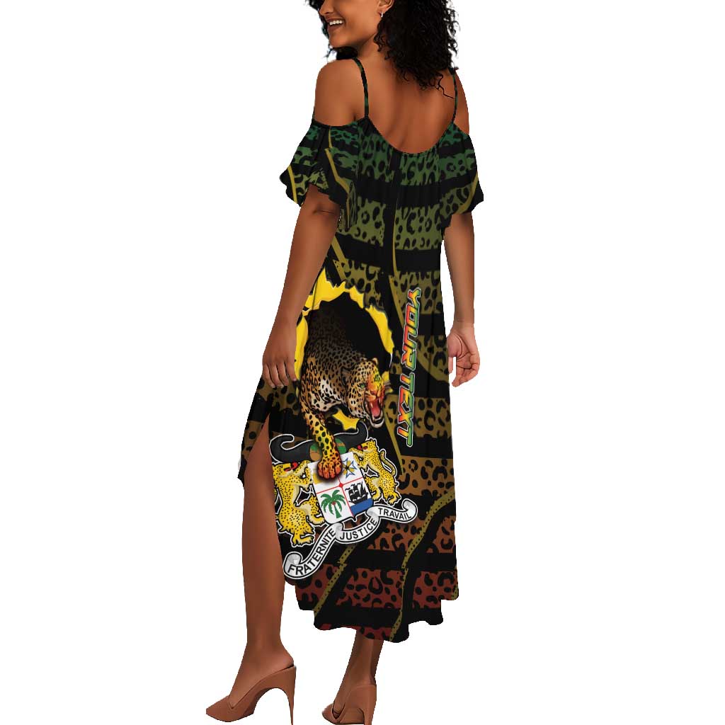 Personalized Benin Summer Maxi Dress Powerful African Leopard - African Pride