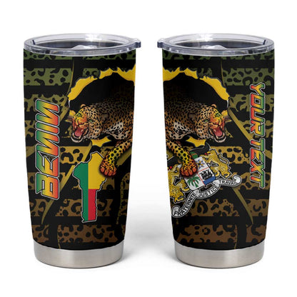 Personalized Benin Tumbler Cup Powerful African Leopard - African Pride