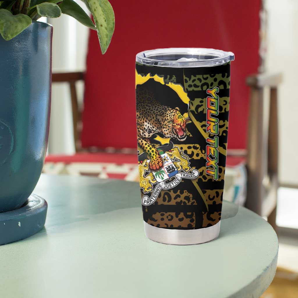 Personalized Benin Tumbler Cup Powerful African Leopard - African Pride