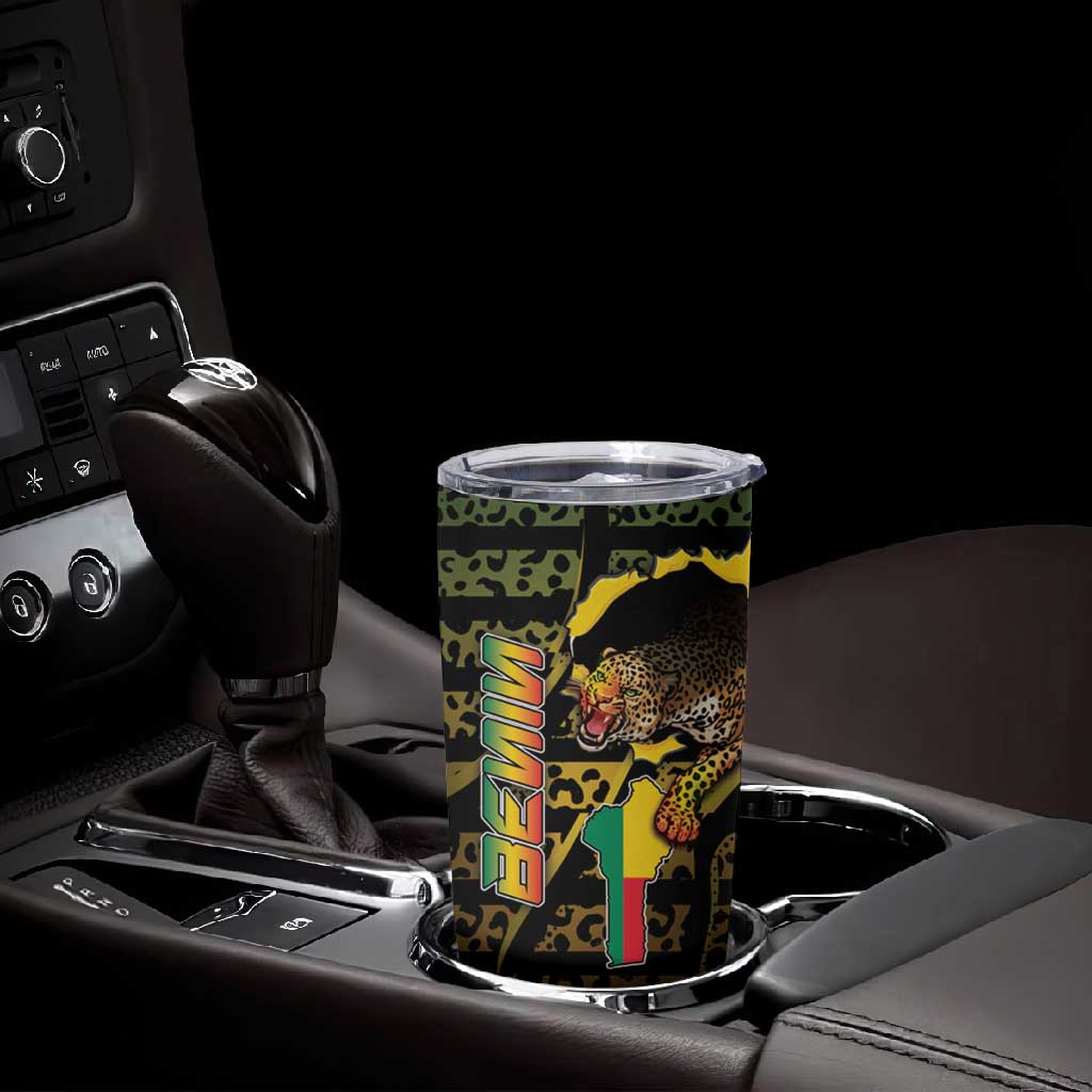 Personalized Benin Tumbler Cup Powerful African Leopard - African Pride