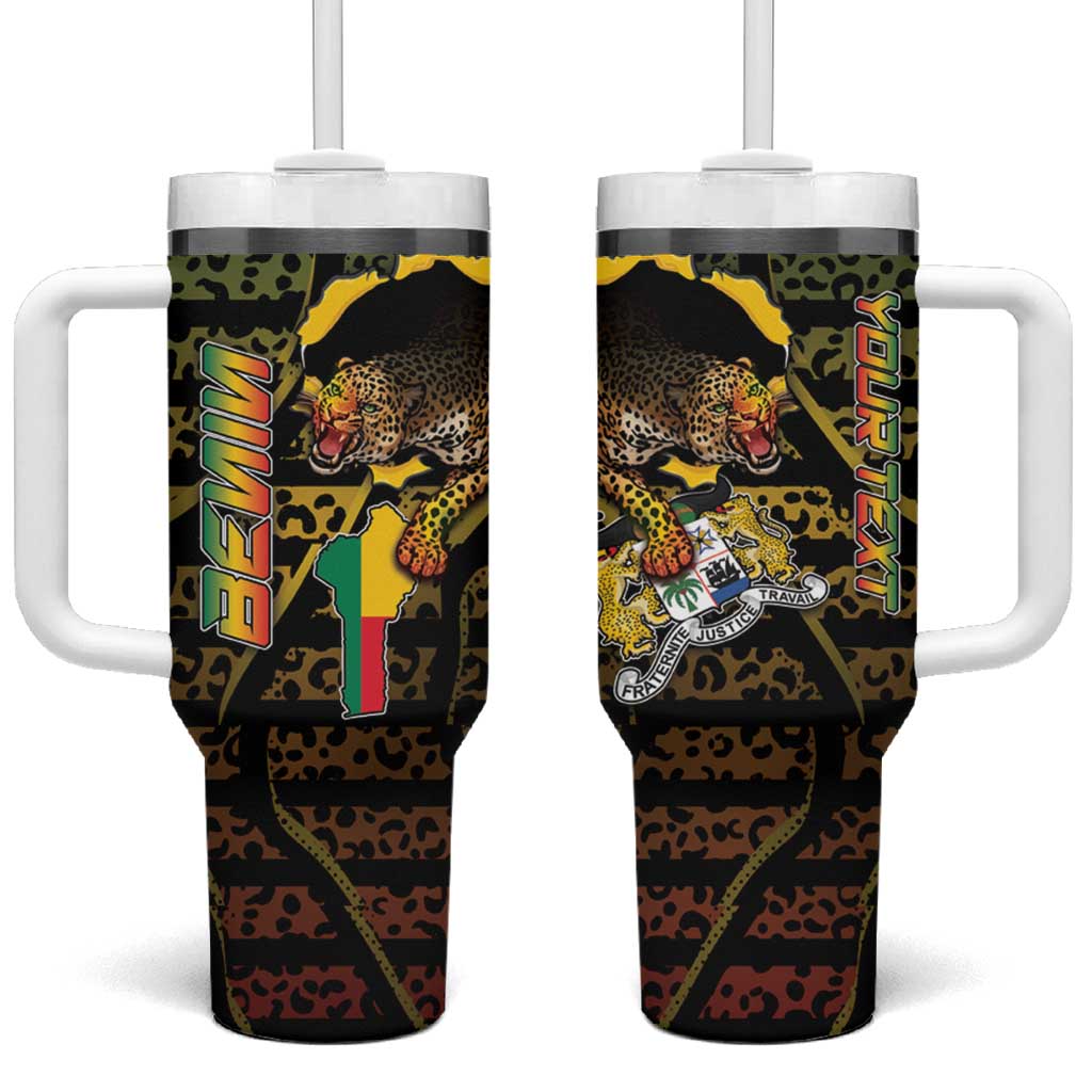 Personalized Benin Tumbler With Handle Powerful African Leopard - African Pride