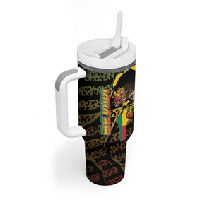 Personalized Benin Tumbler With Handle Powerful African Leopard - African Pride