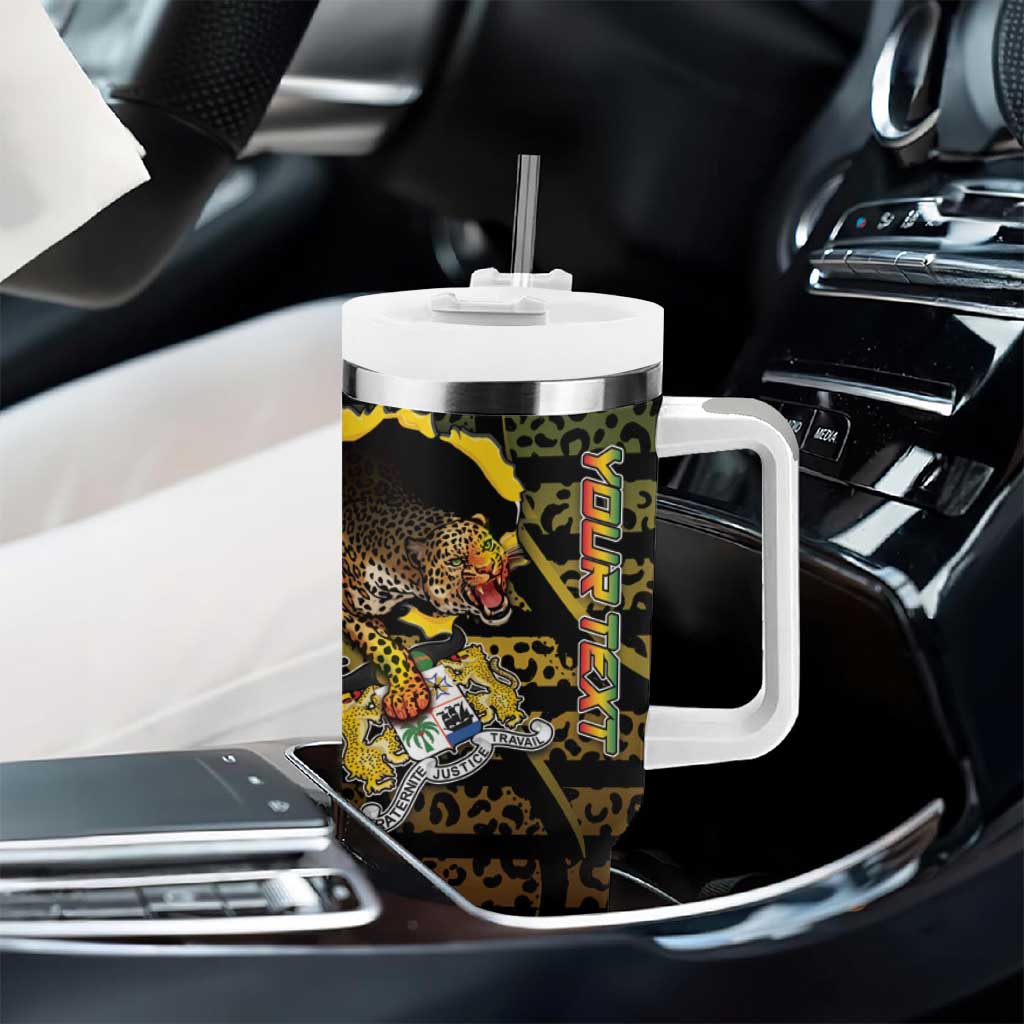 Personalized Benin Tumbler With Handle Powerful African Leopard - African Pride
