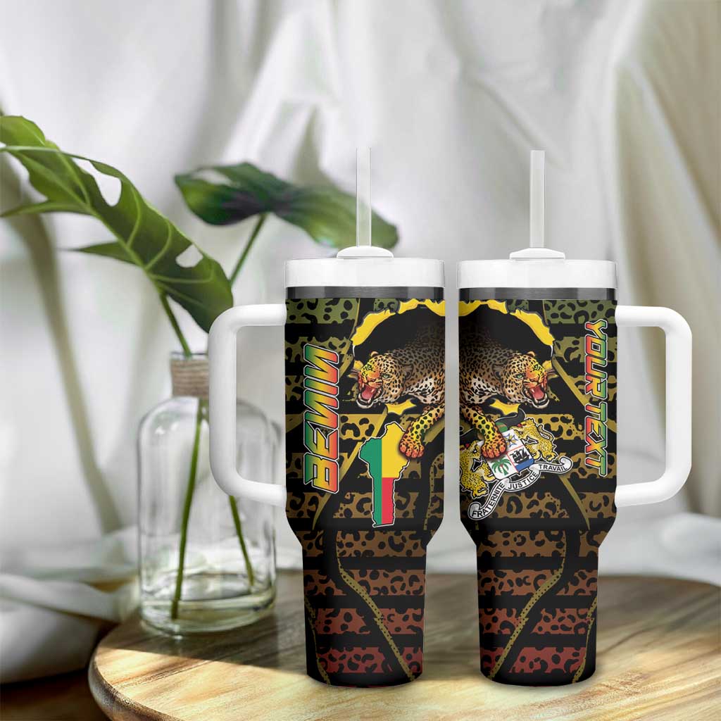 Personalized Benin Tumbler With Handle Powerful African Leopard - African Pride