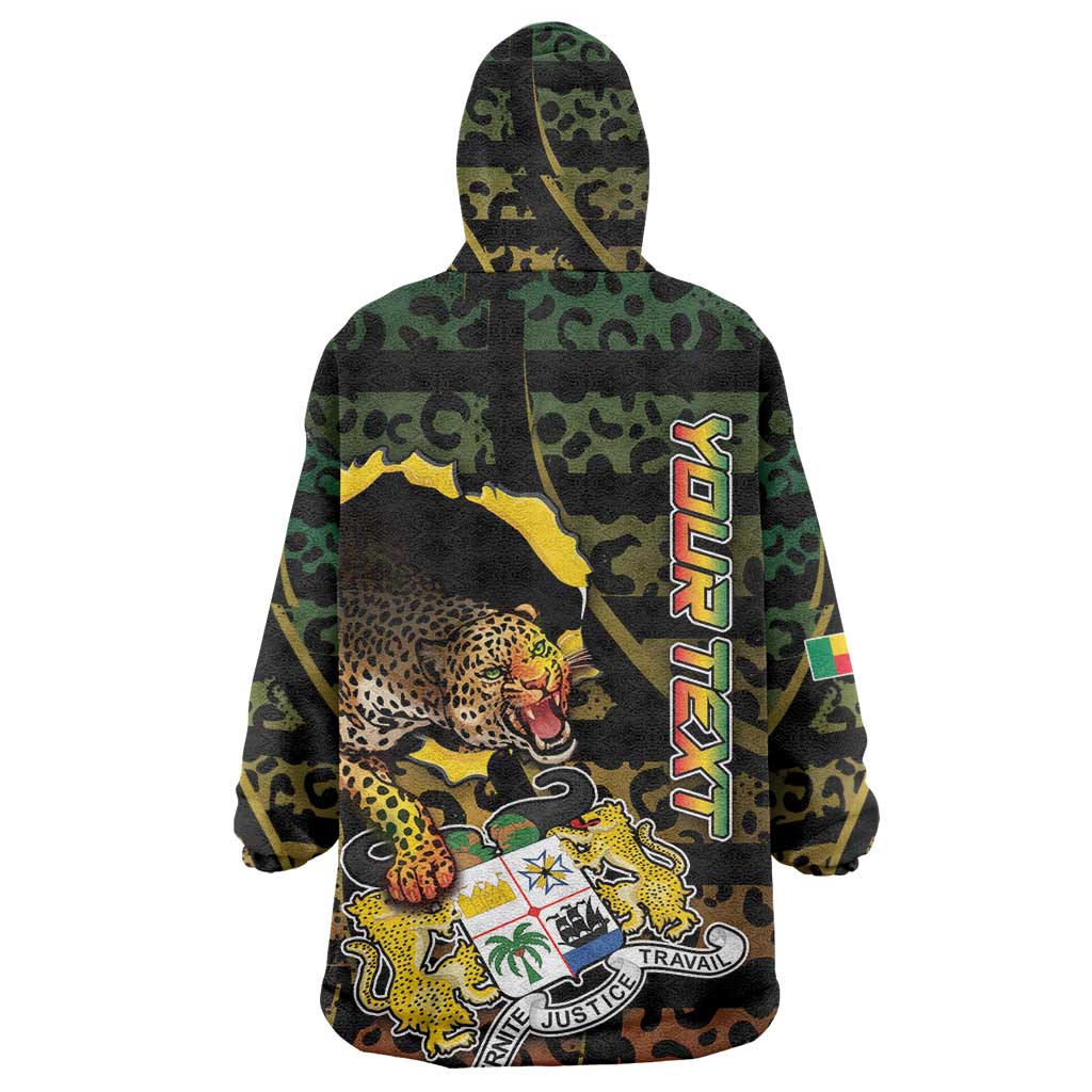 Personalized Benin Wearable Blanket Hoodie Powerful African Leopard - African Pride