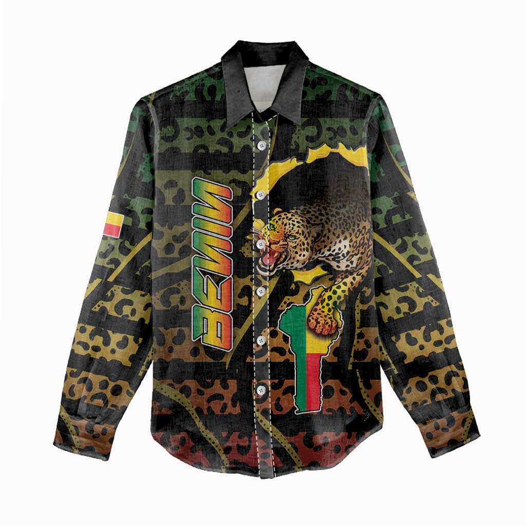Personalized Benin Women Casual Shirt Powerful African Leopard - African Pride