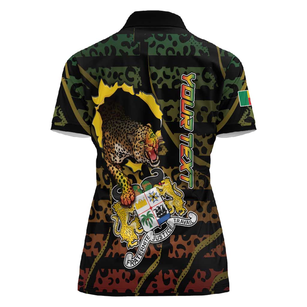 Personalized Benin Women Polo Shirt Powerful African Leopard - African Pride