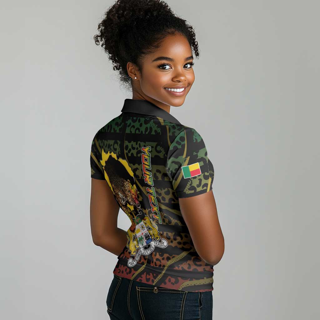 Personalized Benin Women Polo Shirt Powerful African Leopard - African Pride