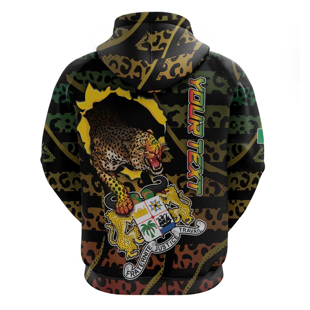 Personalized Benin Zip Hoodie Powerful African Leopard - African Pride