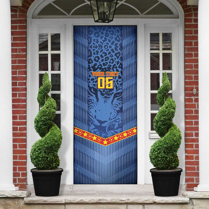 Custom DR Congo Football Door Cover Leopard Jaguar Tribal Pattern With Flags