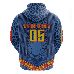 Custom DR Congo Football Hoodie Leopard Jaguar Tribal Pattern With Flags