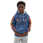 Custom DR Congo Football Kid Hoodie Leopard Jaguar Tribal Pattern With Flags