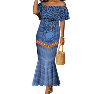 Custom DR Congo Football Mermaid Dress Leopard Jaguar Tribal Pattern With Flags