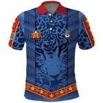 Custom DR Congo Football Polo Shirt Leopard Jaguar Tribal Pattern With Flags