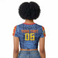 Custom DR Congo Football Raglan Cropped T shirt Leopard Jaguar Tribal Pattern With Flags