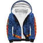 Custom DR Congo Football Sherpa Hoodie Leopard Jaguar Tribal Pattern With Flags