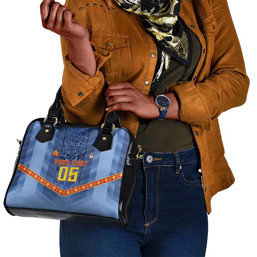 Custom DR Congo Football Shoulder Handbag Leopard Jaguar Tribal Pattern With Flags