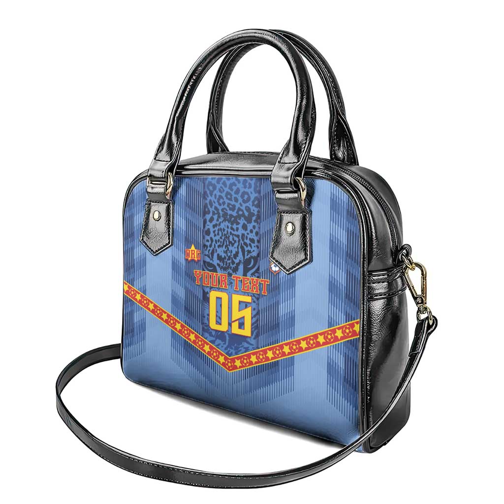 Custom DR Congo Football Shoulder Handbag Leopard Jaguar Tribal Pattern With Flags
