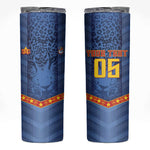 Custom DR Congo Football Skinny Tumbler Leopard Jaguar Tribal Pattern With Flags