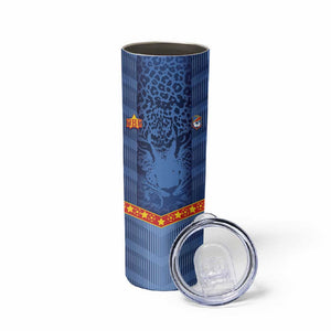 Custom DR Congo Football Skinny Tumbler Leopard Jaguar Tribal Pattern With Flags