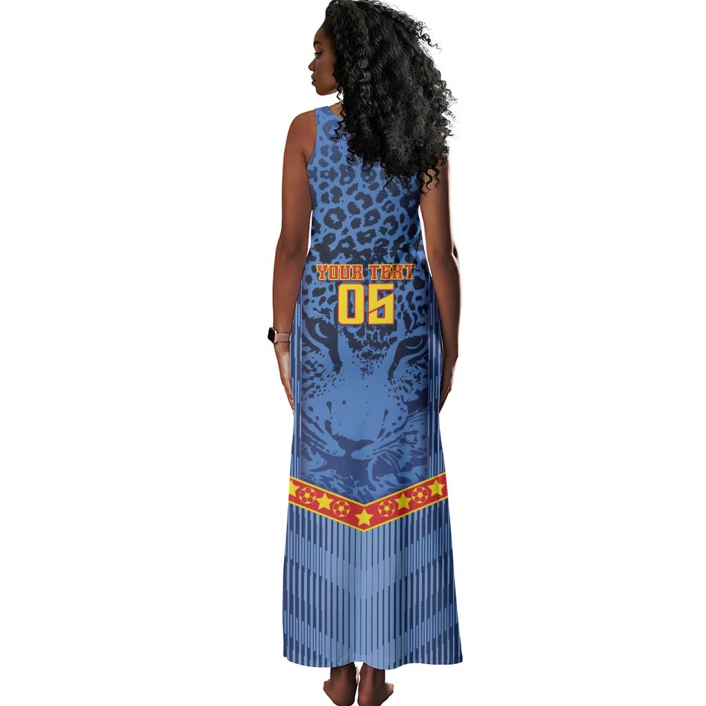 Custom DR Congo Football Tank Maxi Dress Leopard Jaguar Tribal Pattern With Flags