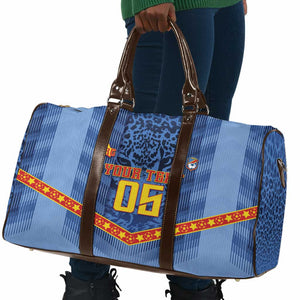 Custom DR Congo Football Travel Bag Leopard Jaguar Tribal Pattern With Flags