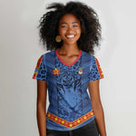 Custom DR Congo Football Women V-Neck T-Shirt Leopard Jaguar Tribal Pattern With Flags