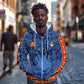 Custom DR Congo Football Zip Hoodie Leopard Jaguar Tribal Pattern With Flags