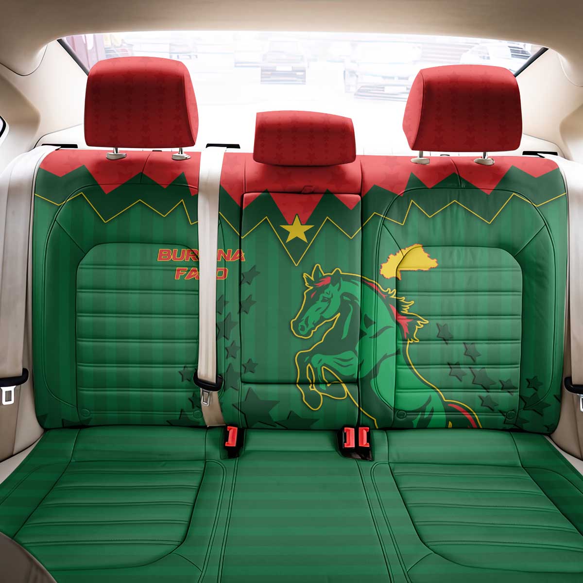 Football Burkina Faso Back Car Seat Cover Rising Star And Horse Sport Style - African Pride