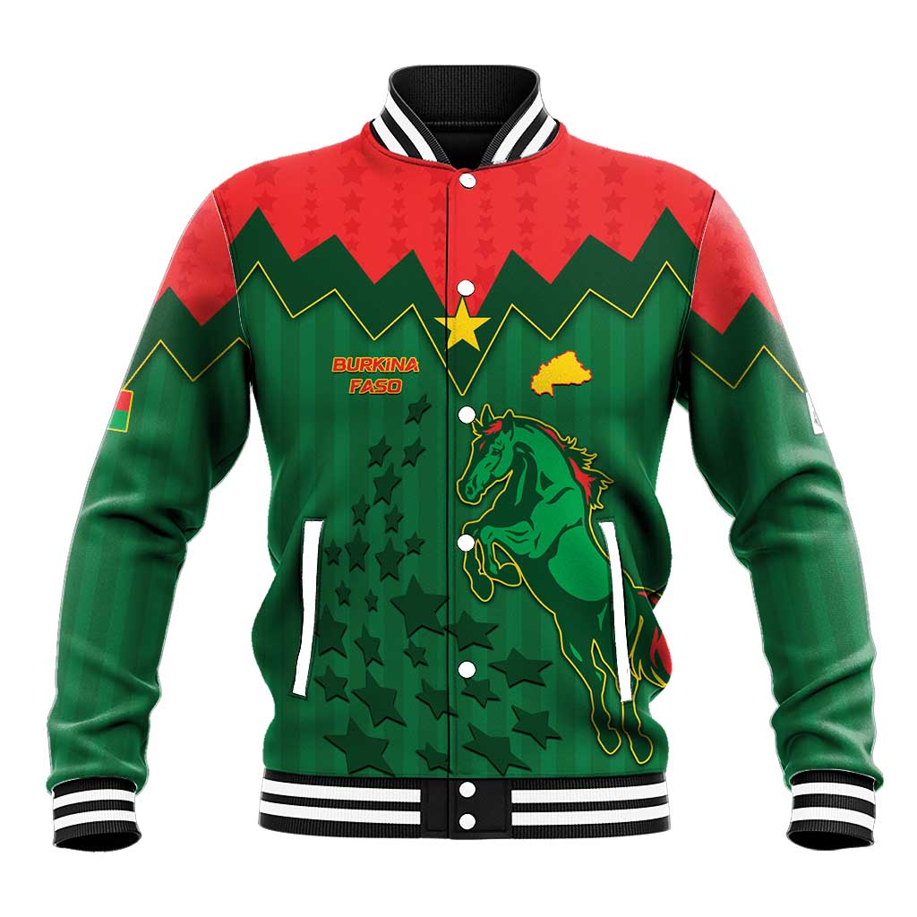 Custom Football Burkina Faso Baseball Jacket Rising Star And Horse Sport Style - African Pride