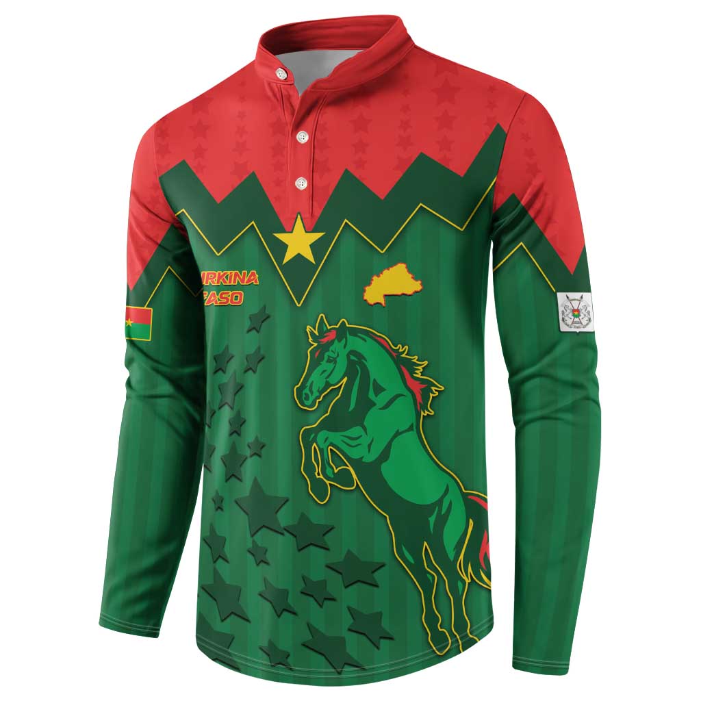 Custom Football Burkina Faso Button Sweatshirt Rising Star And Horse Sport Style