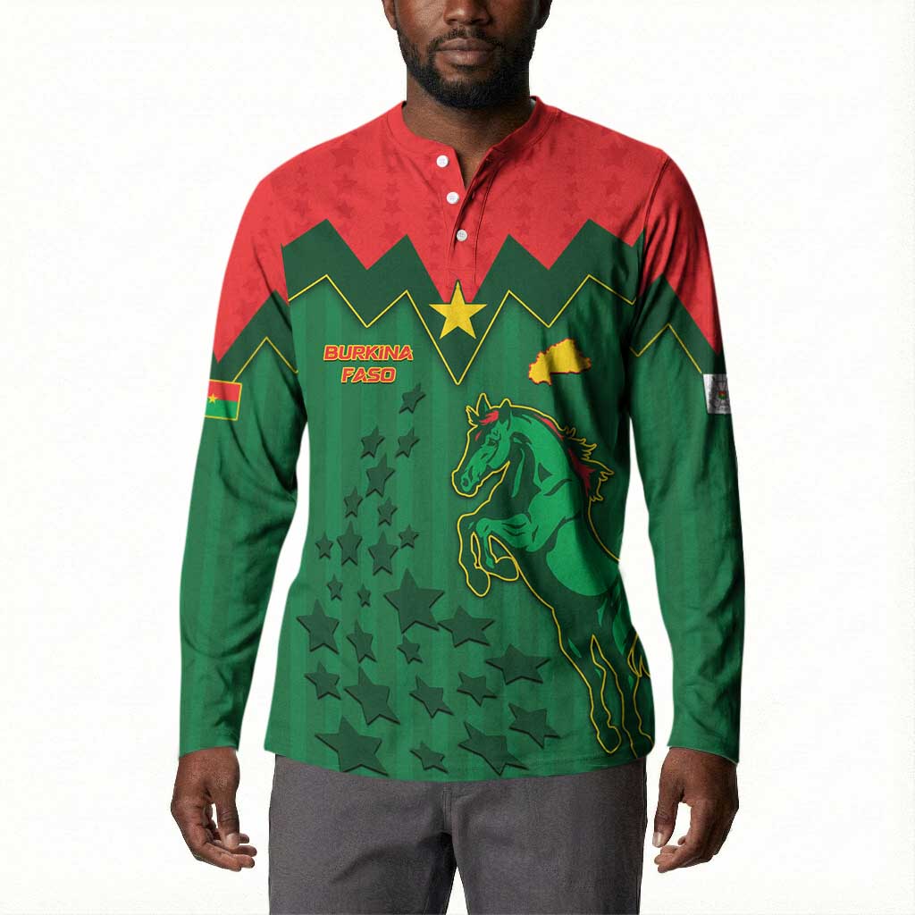 Custom Football Burkina Faso Button Sweatshirt Rising Star And Horse Sport Style