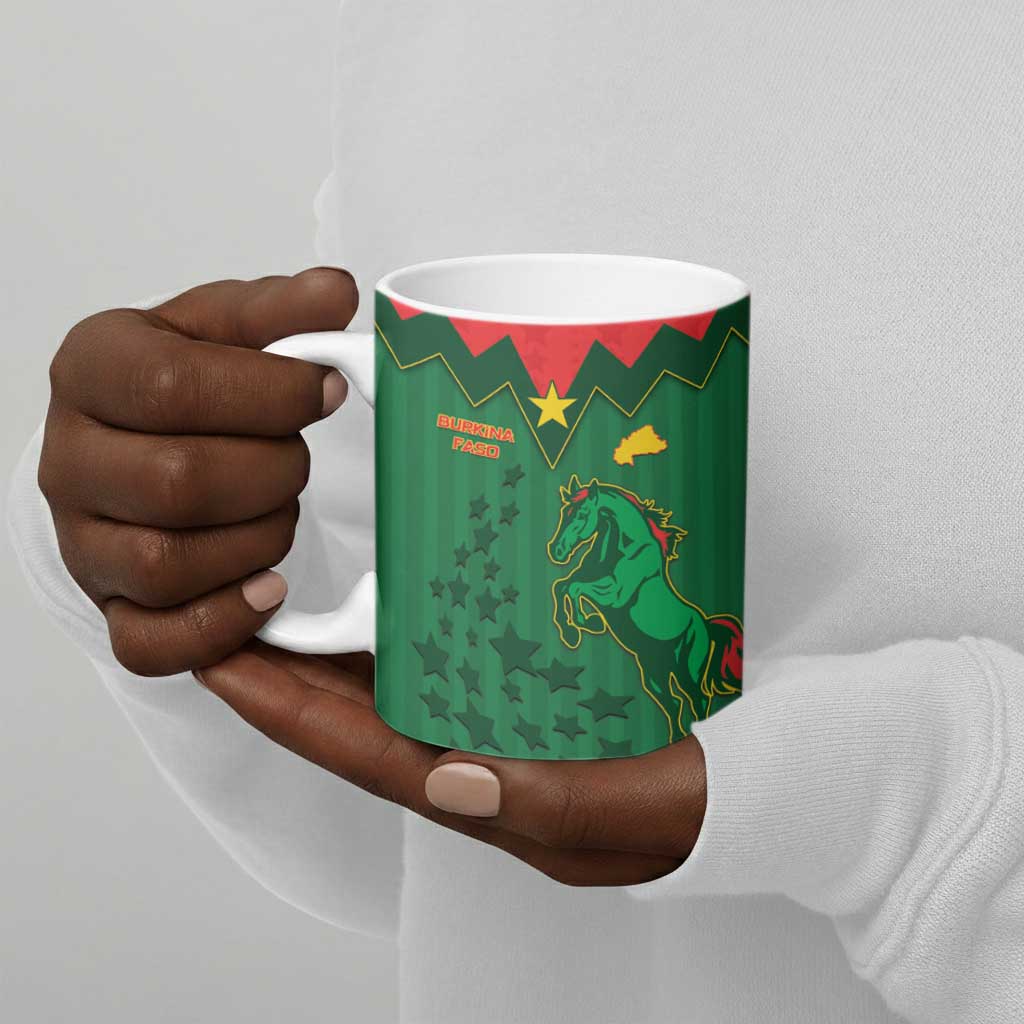 Custom Football Burkina Faso Ceramic Mug Rising Star And Horse Sport Style - African Pride