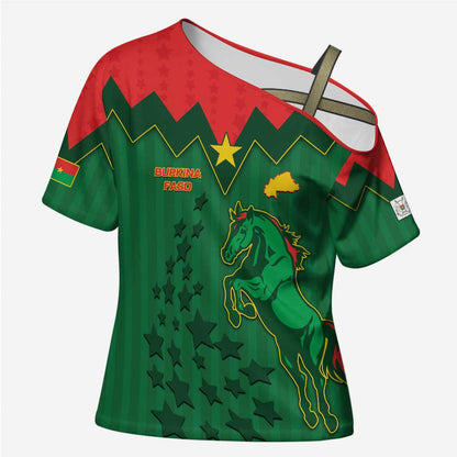 Custom Football Burkina Faso Cross Shoulder Shirt Rising Star And Horse Sport Style - African Pride