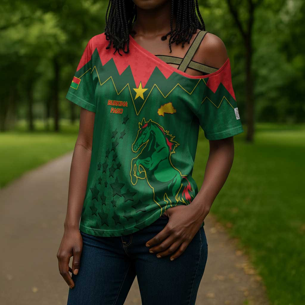 Custom Football Burkina Faso Cross Shoulder Shirt Rising Star And Horse Sport Style - African Pride
