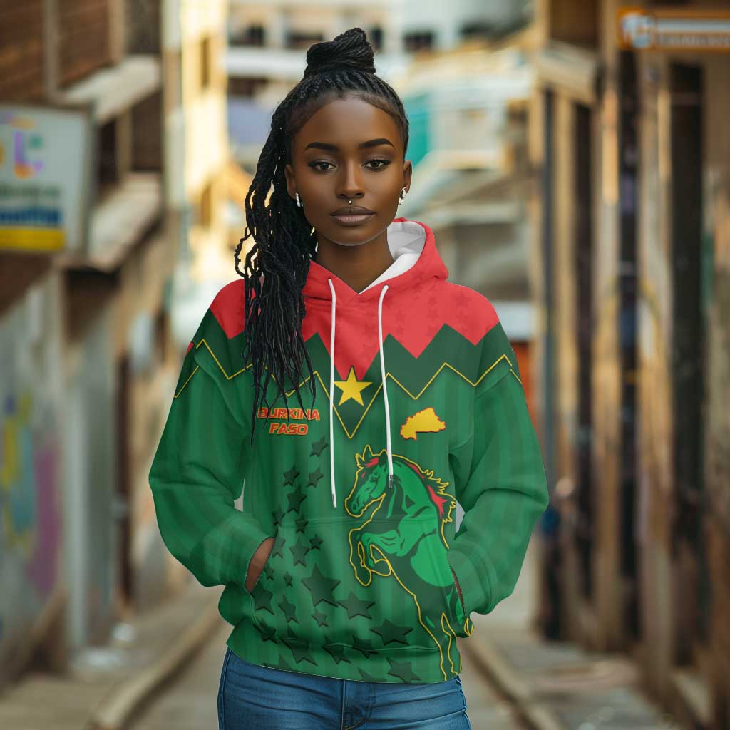 Custom Football Burkina Faso Hoodie Rising Star And Horse Sport Style - African Pride