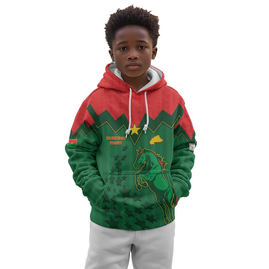 Custom Football Burkina Faso Kid Hoodie Rising Star And Horse Sport Style - African Pride