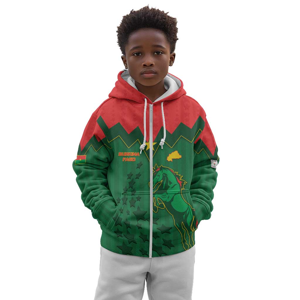 Custom Football Burkina Faso Kid Hoodie Rising Star And Horse Sport Style - African Pride