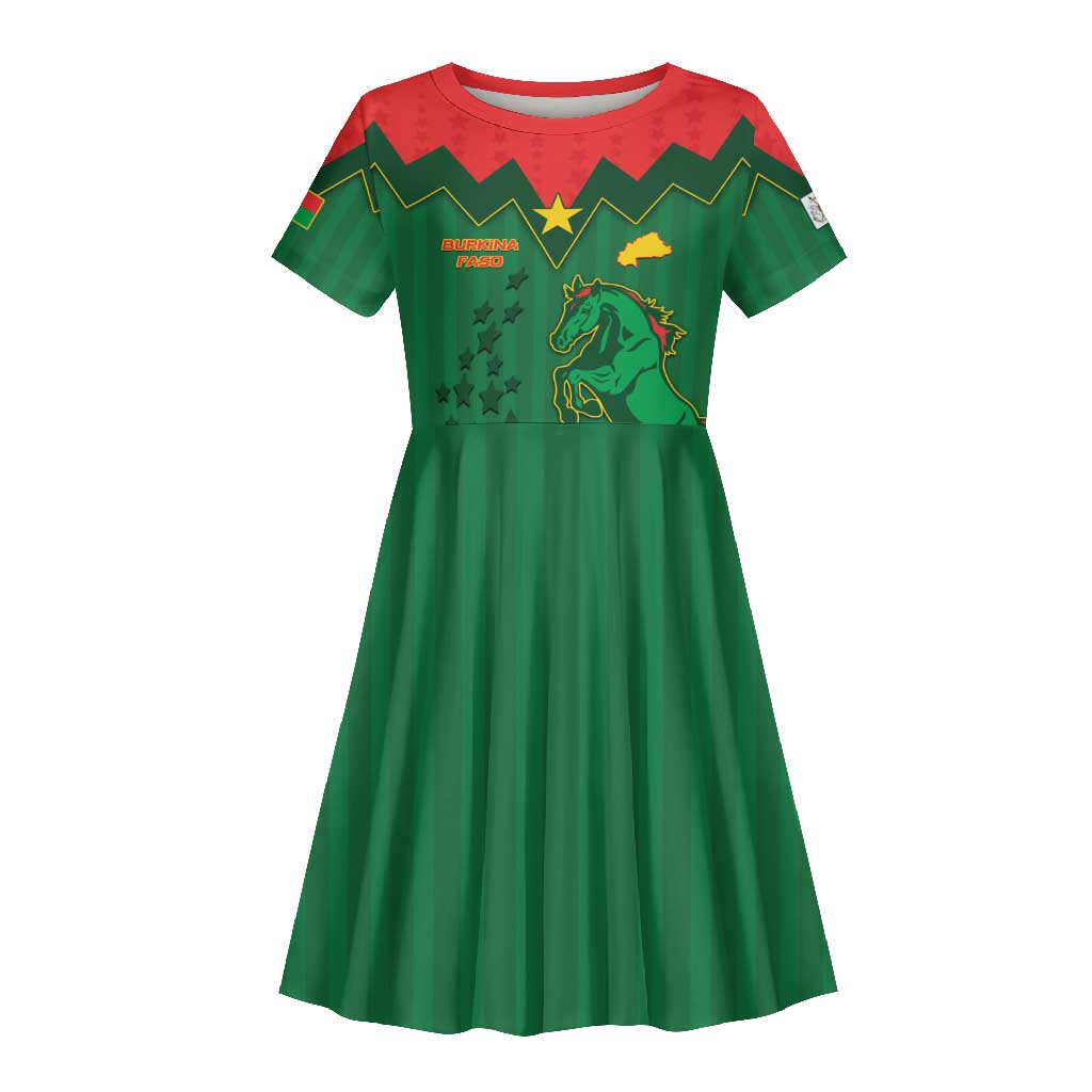 Custom Football Burkina Faso Kid Short Sleeve Dress Rising Star And Horse Sport Style - African Pride