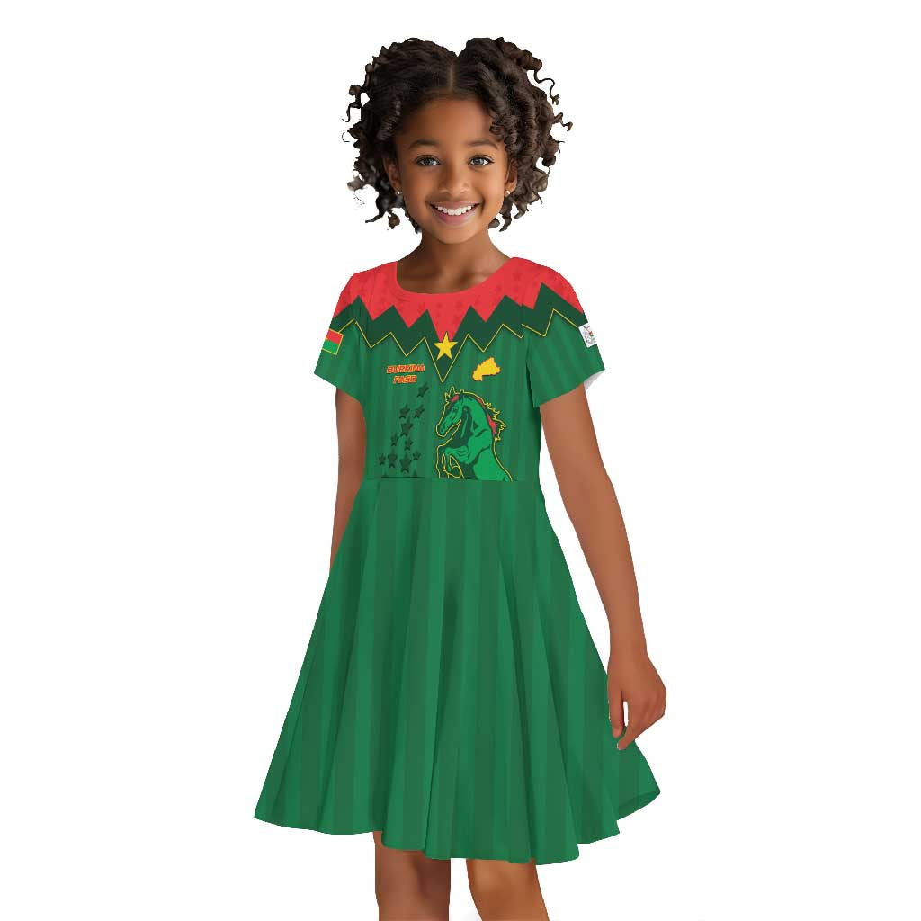Custom Football Burkina Faso Kid Short Sleeve Dress Rising Star And Horse Sport Style - African Pride