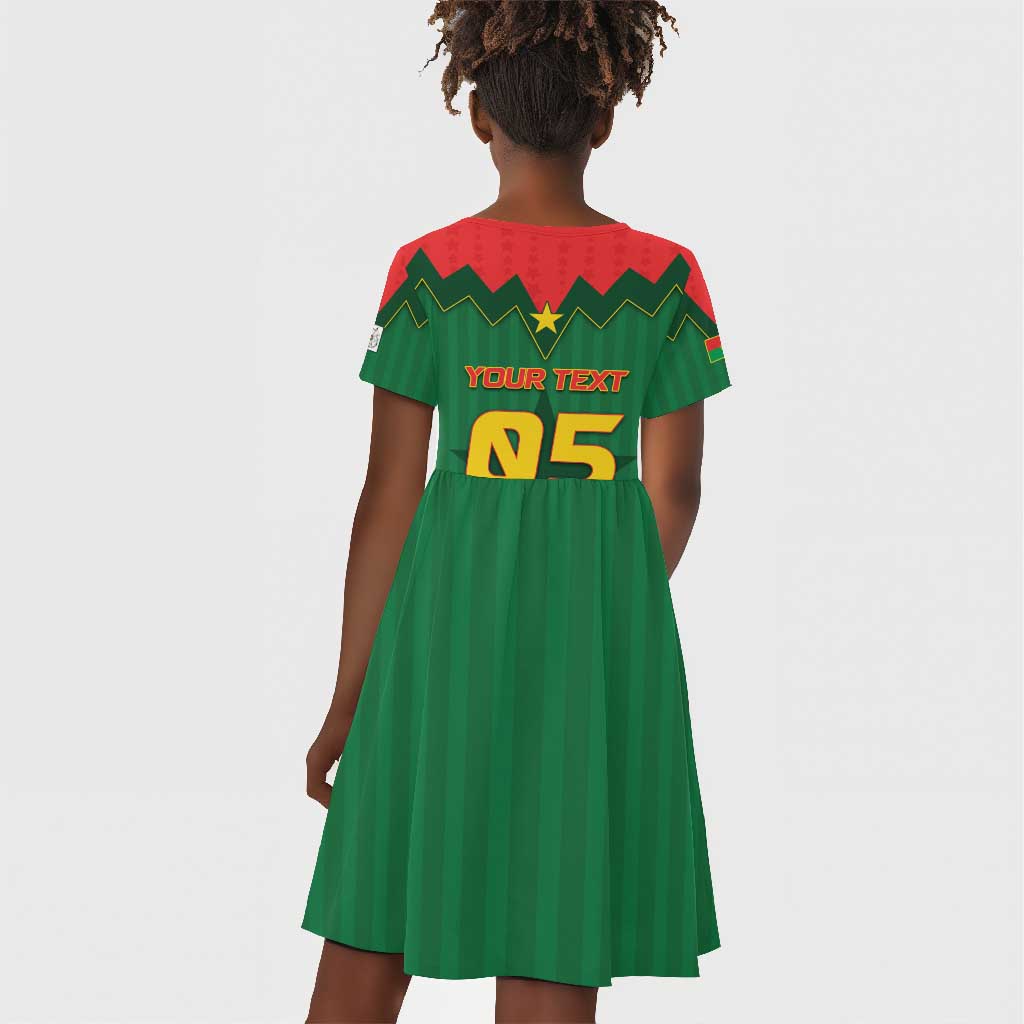 Custom Football Burkina Faso Kid Short Sleeve Dress Rising Star And Horse Sport Style - African Pride