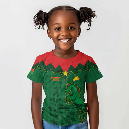 Custom Football Burkina Faso Kid T shirt Rising Star And Horse Sport Style - African Pride