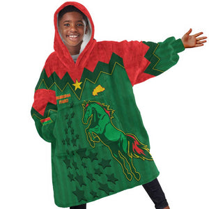 Custom Football Burkina Faso Kid Wearable Blanket Hoodie Rising Star And Horse Sport Style - African Pride