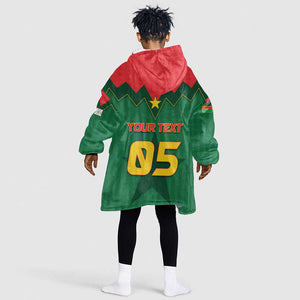 Custom Football Burkina Faso Kid Wearable Blanket Hoodie Rising Star And Horse Sport Style - African Pride