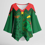 Custom Football Burkina Faso Kimono Sleeve Blouse Rising Star And Horse Sport Style - African Pride