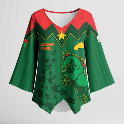 Custom Football Burkina Faso Kimono Sleeve Blouse Rising Star And Horse Sport Style - African Pride